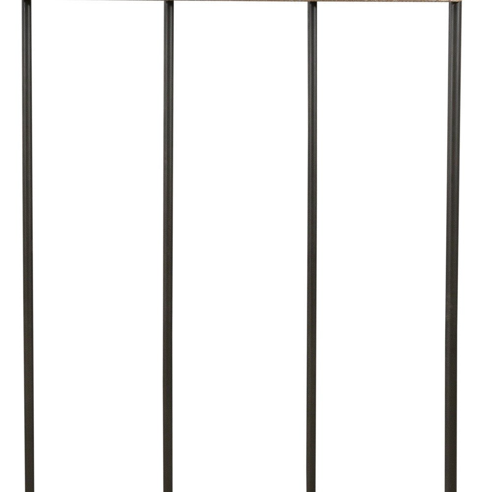 71" Black And Brown Metal And Solid Wood Four Hooks Freestanding Coat Rack - Purely Goods