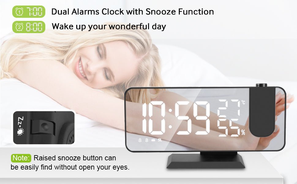 LED Projection Digital Alarm Clock Phone Charger - Purely Goods