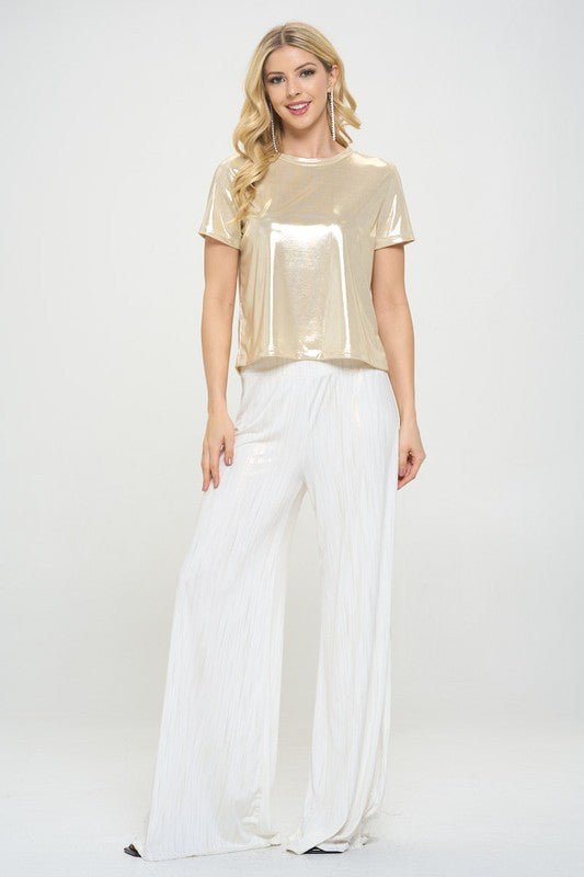 Metallic Short Sleeve Top - Purely Goods