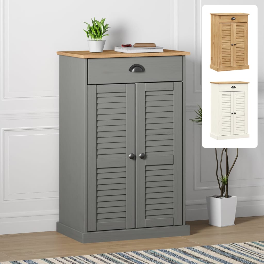 vidaXL Shoe Cabinet Shoe Storage Organizer with Doors VIGO Solid Wood Pine - Purely Goods