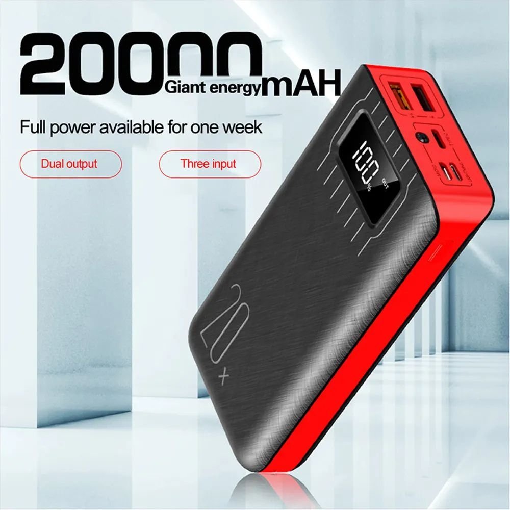 20000mAh External Battery Power Bank Dual USB With LED Flashlight - Purely Goods