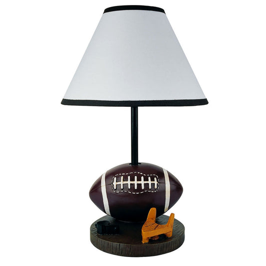 15" Brown Bedside Table Lamp With White Shade-1
