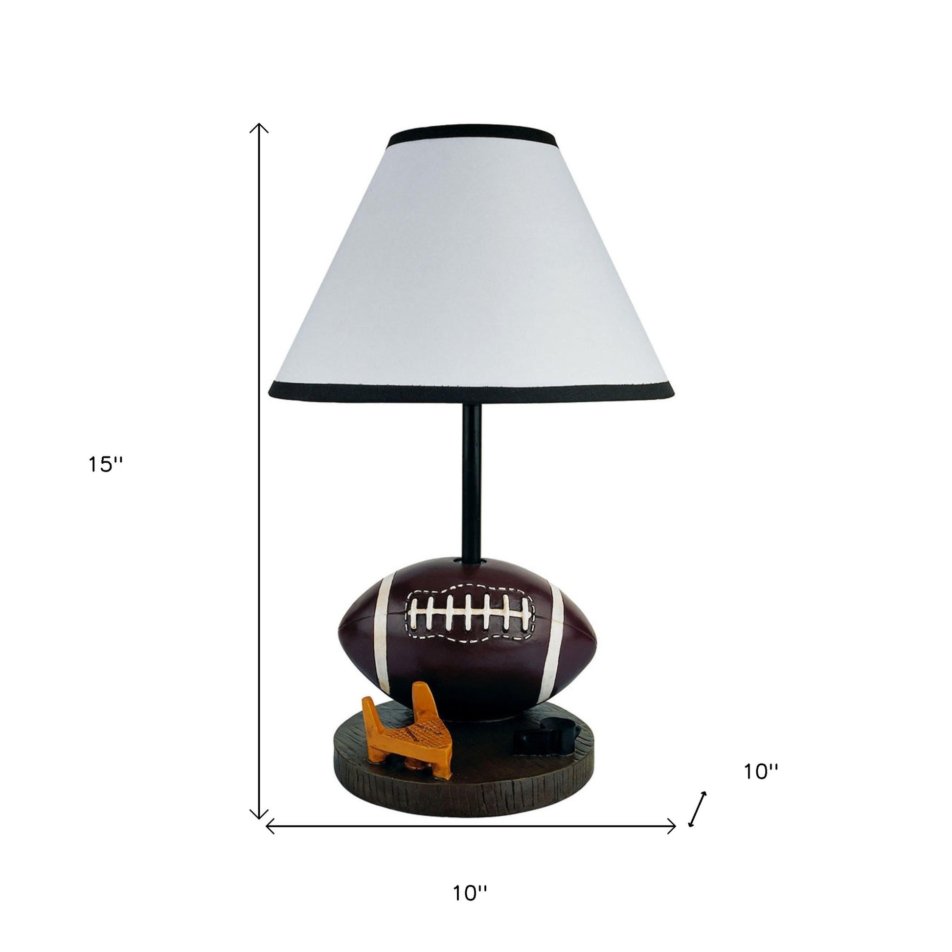 15" Brown Bedside Table Lamp With White Shade-5