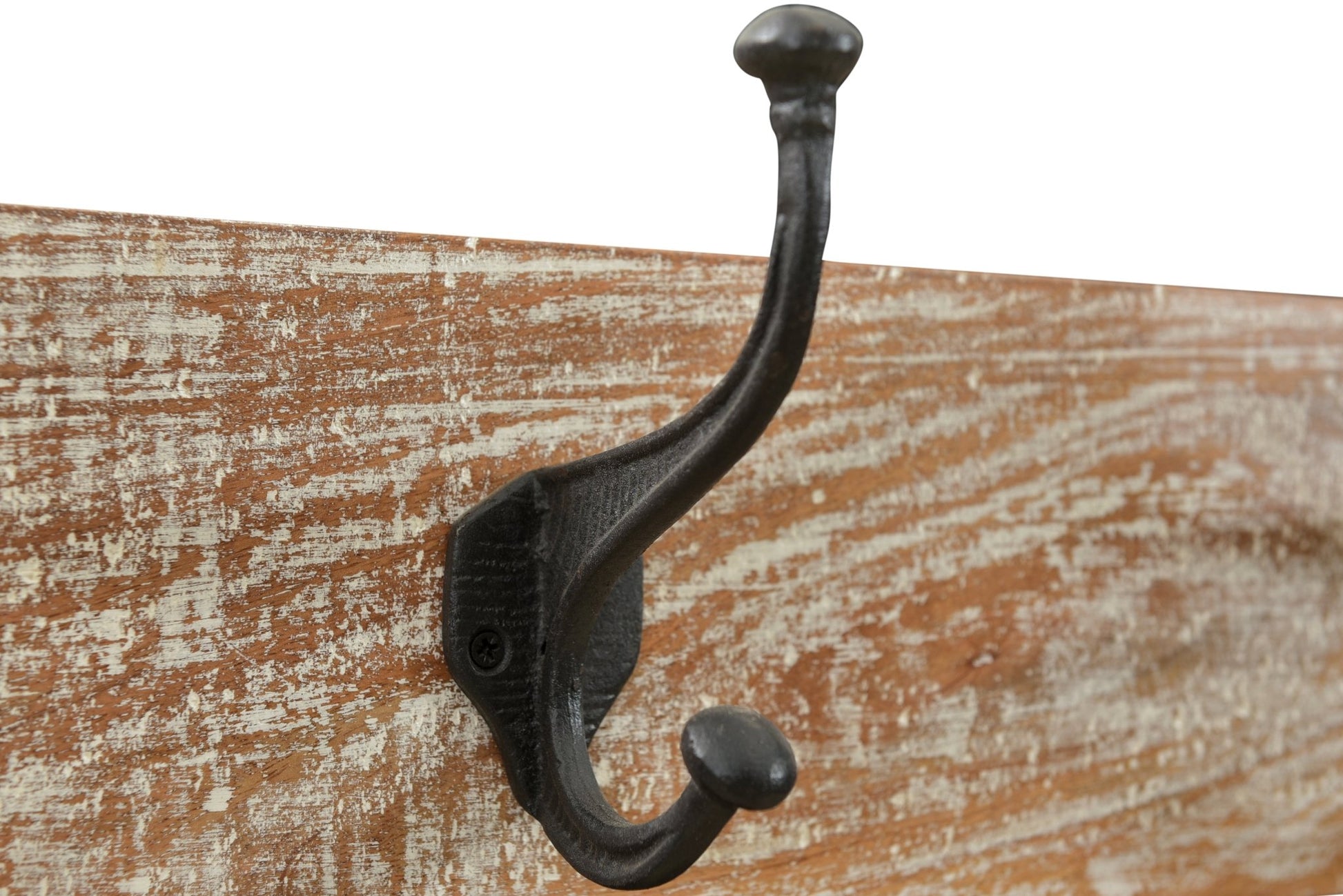 71" Black And Brown Metal And Solid Wood Four Hooks Freestanding Coat Rack - Purely Goods