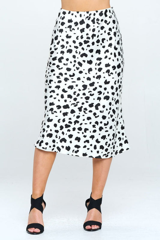 ANIMAL PRINT SATIN MIDI SKIRT - Purely Goods