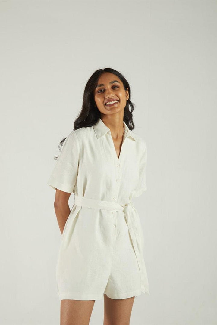 Barefoot in the Park Romper in Off - white - Purely Goods