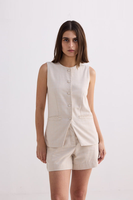 Cotton Tweed Shorts in Cream - Purely Goods