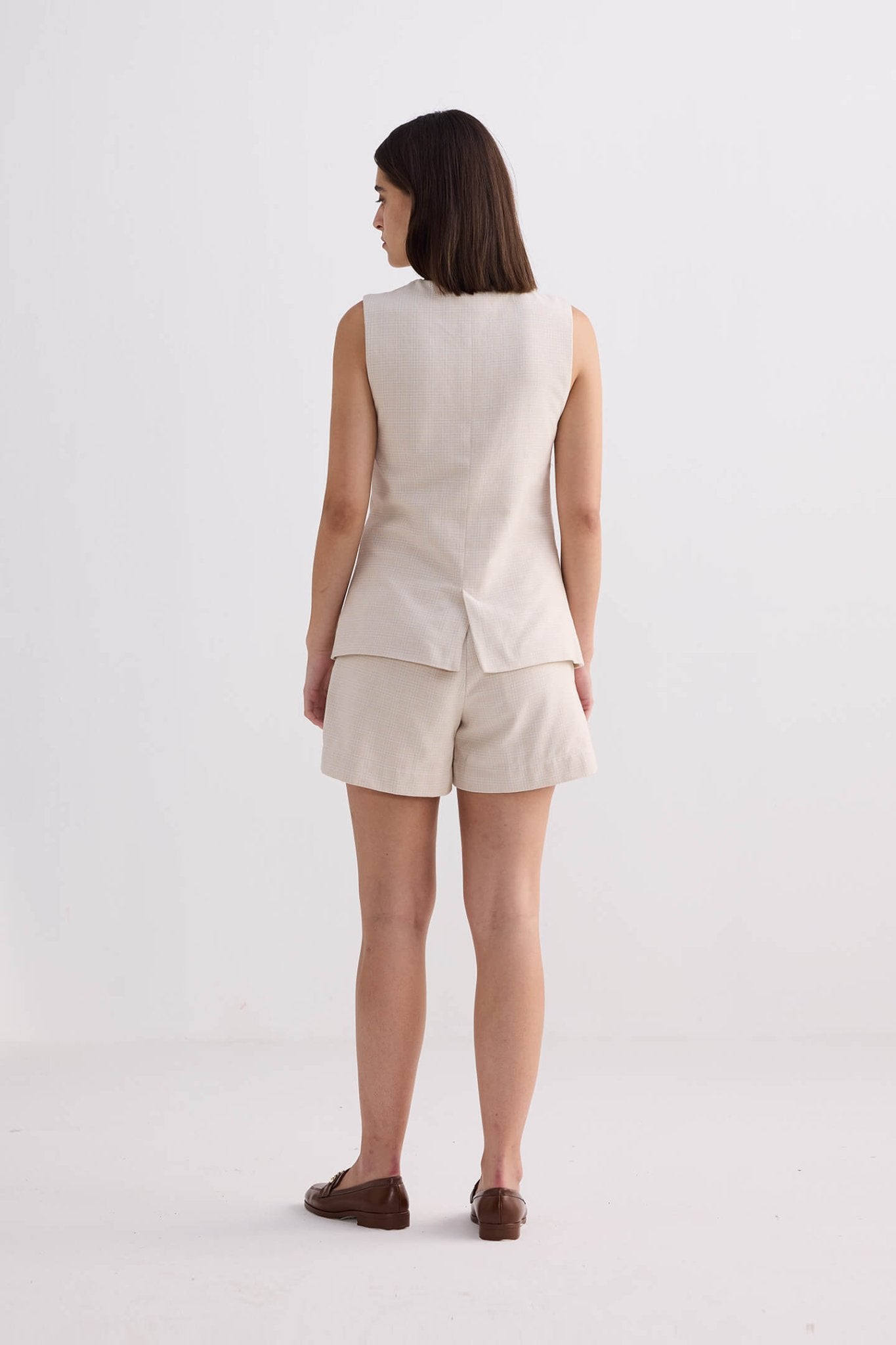 Cotton Tweed Shorts in Cream - Purely Goods