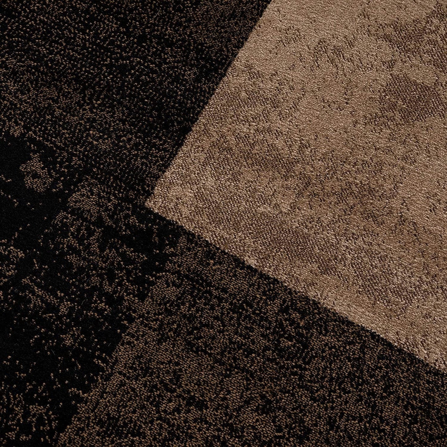 Homeroots geometric shag runner rug in neutral brown and black square pattern plush texture for hallways