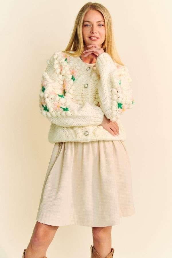 Davi & Dani Floral Pattern Button Down Cardigan - Purely Goods