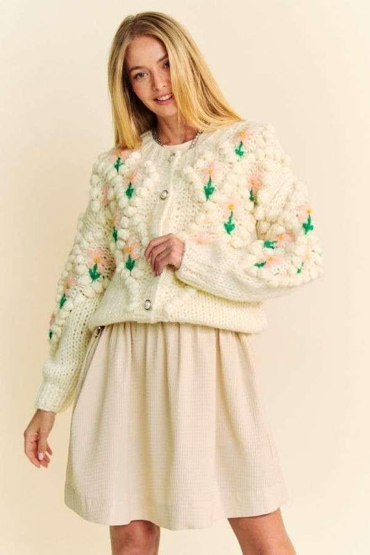 Davi & Dani Floral Pattern Button Down Cardigan - Purely Goods
