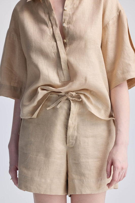Drawstring Shorts in Neutral Beige - Purely Goods
