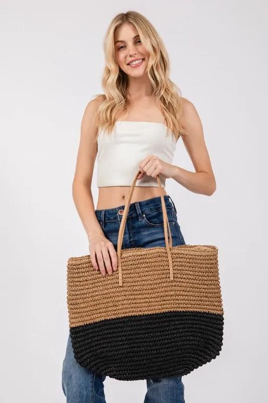 Fame Straw Braided Beach Tote Bag - Purely Goods
