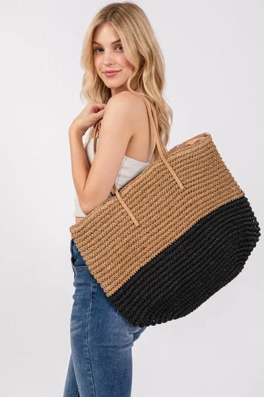 Fame Straw Braided Beach Tote Bag - Purely Goods