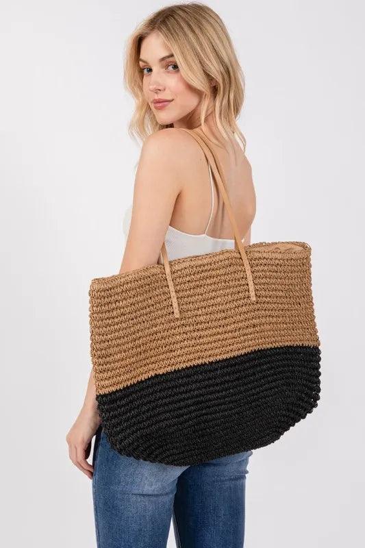Fame Straw Braided Beach Tote Bag - Purely Goods