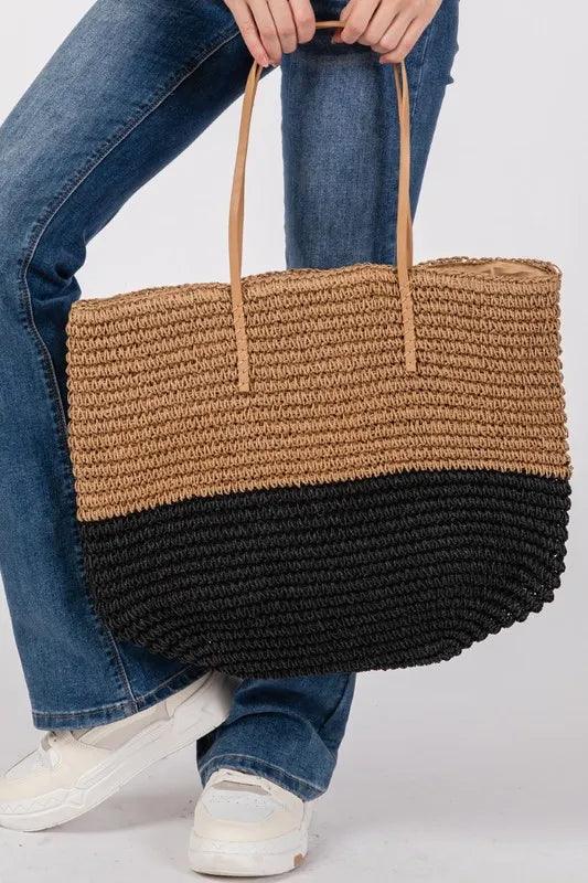 Fame Straw Braided Beach Tote Bag - Purely Goods