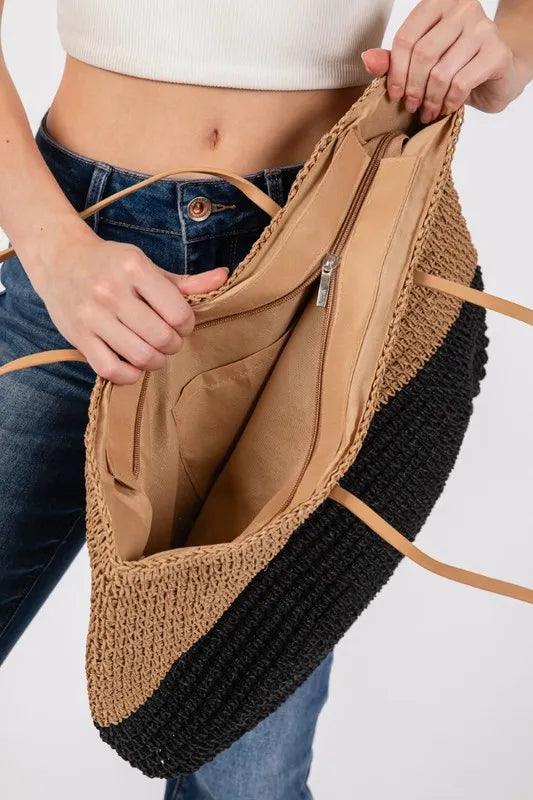 Fame Straw Braided Beach Tote Bag - Purely Goods