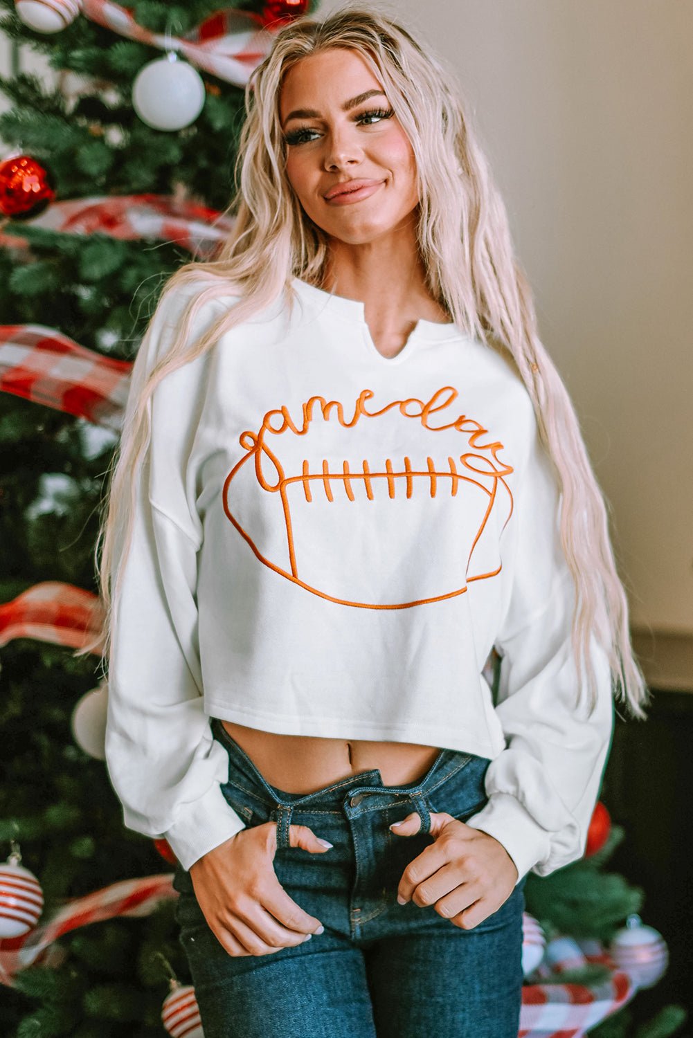 Indy Game Day Notched Neck Sweatshirt - Purely Goods