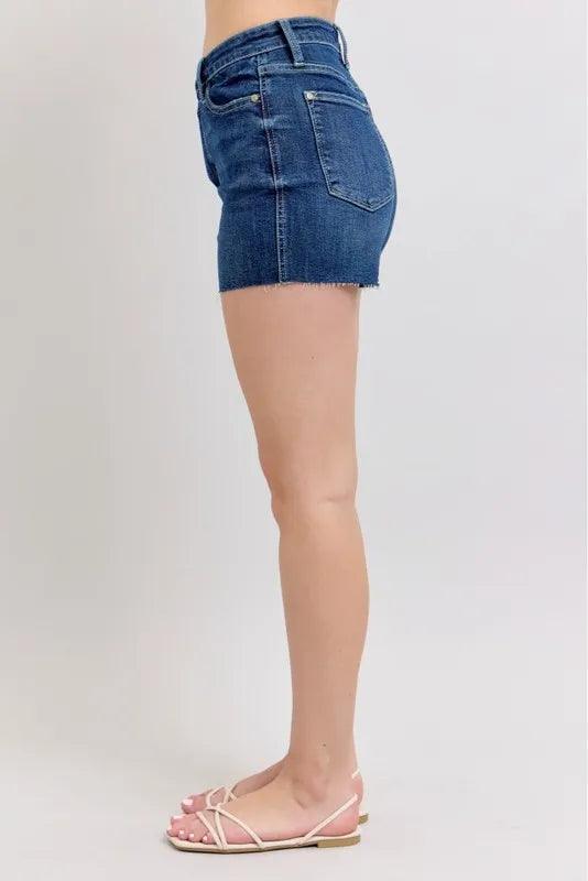 Judy Blue High Waist Criss - Cross Waistband Denim Shorts - Purely Goods