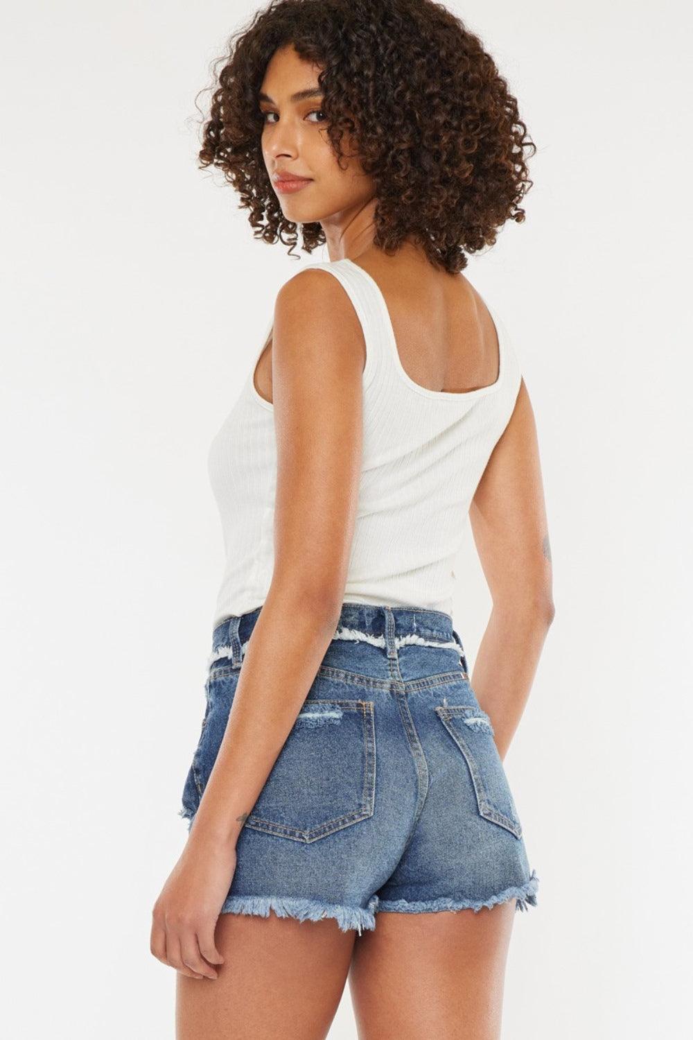 Kancan Distressed Button Fly Denim Shorts - Purely Goods