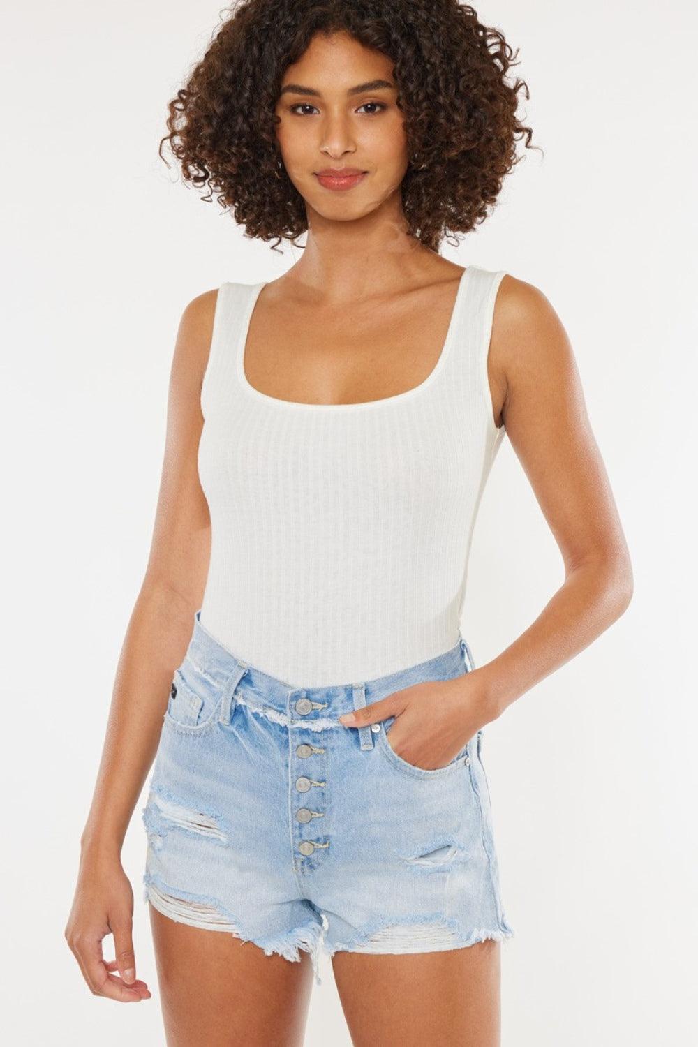 Kancan Distressed Button Fly Denim Shorts - Purely Goods