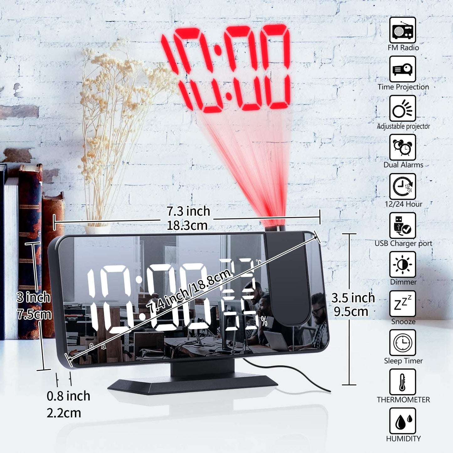 LED Projection Digital Alarm Clock Phone Charger - Purely Goods