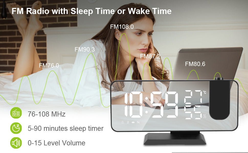 LED Projection Digital Alarm Clock Phone Charger - Purely Goods