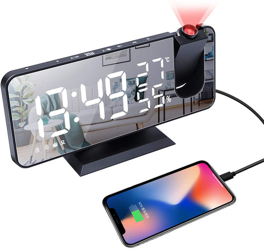 LED Projection Digital Alarm Clock Phone Charger - Purely Goods