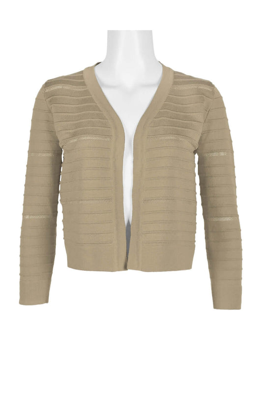 Nina Leonard Banded Long Sleeve Ribbed Knit Jacket - Purely Goods