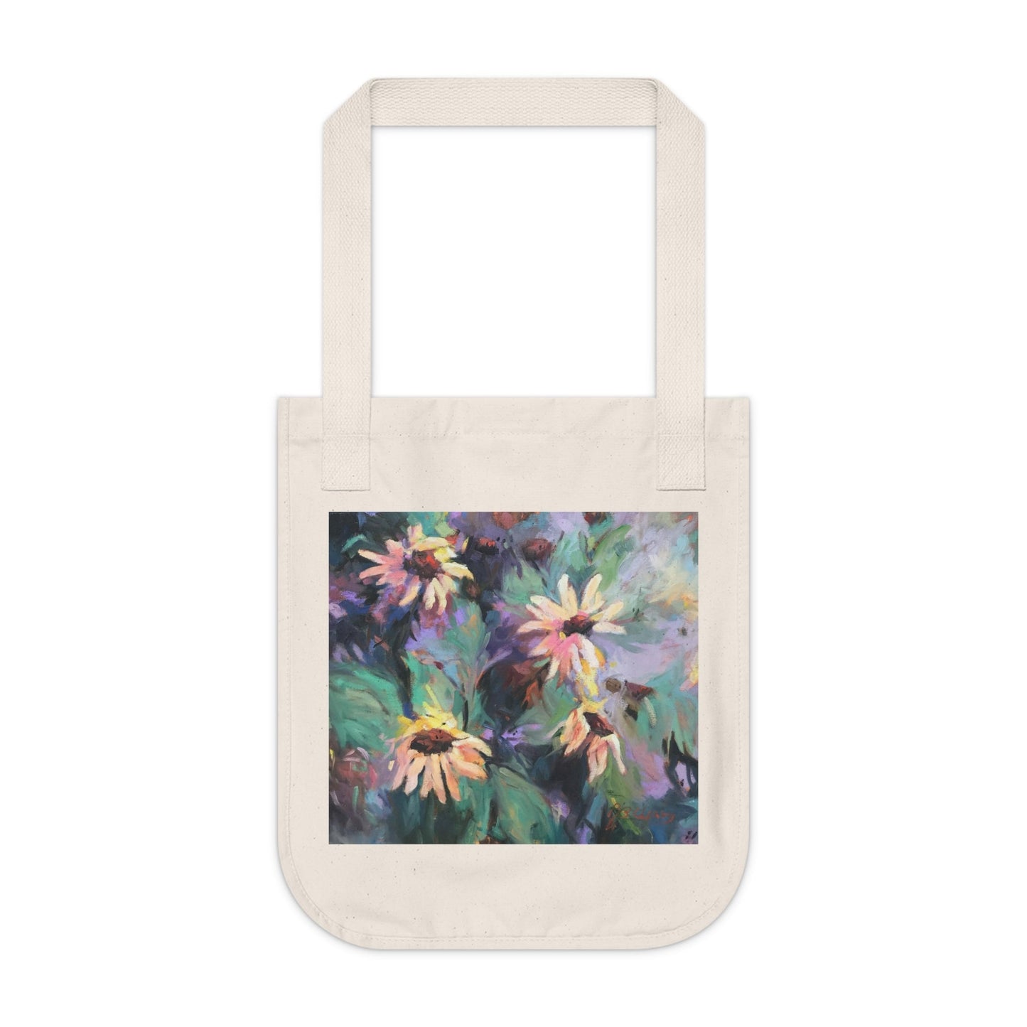 Organic Canvas Tote Bag with 'Eastern Light Wildflowers' I Original Artwork by American Artist Barbara Cleary - Purely Goods