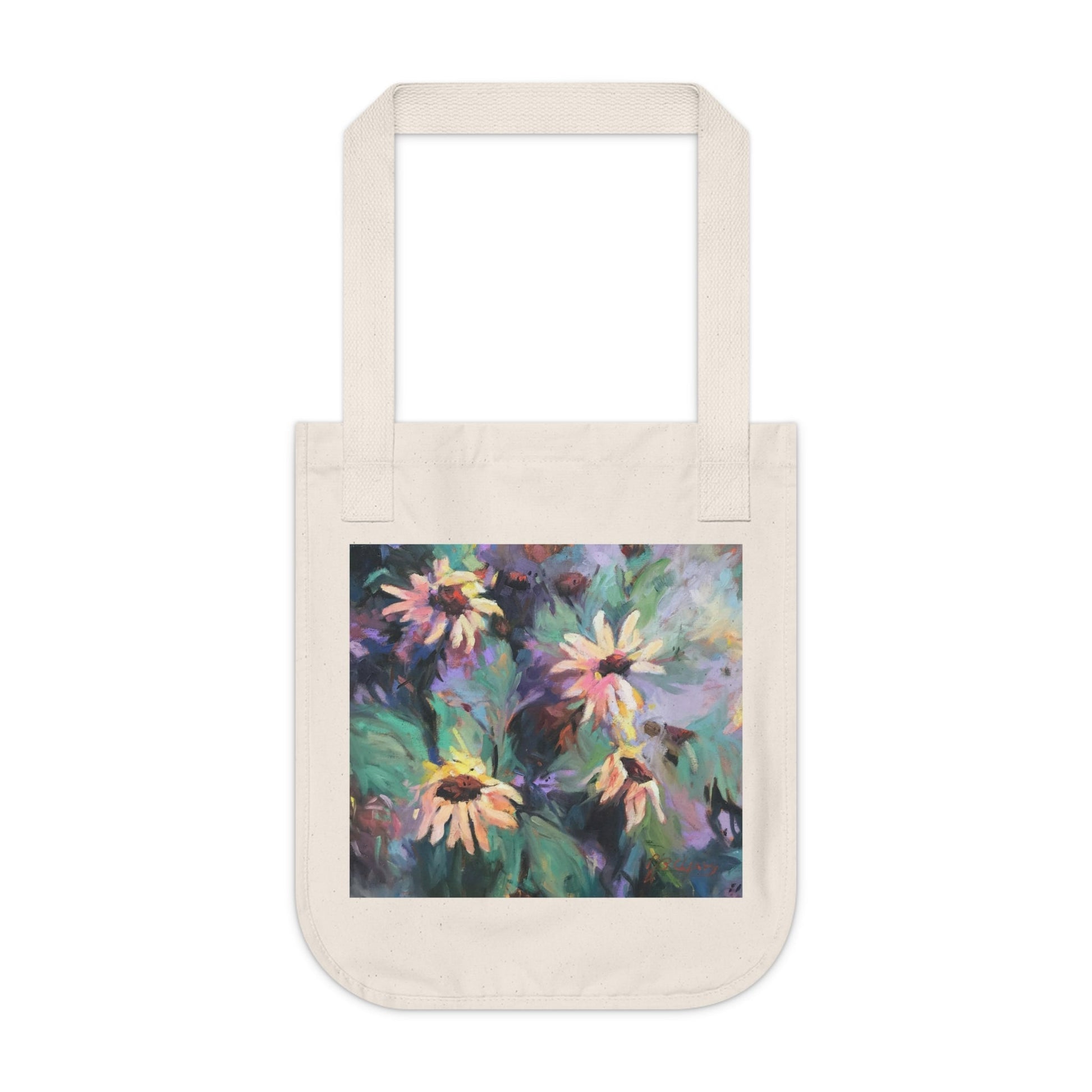 Organic Canvas Tote Bag with 'Eastern Light Wildflowers' I Original Artwork by American Artist Barbara Cleary - Purely Goods