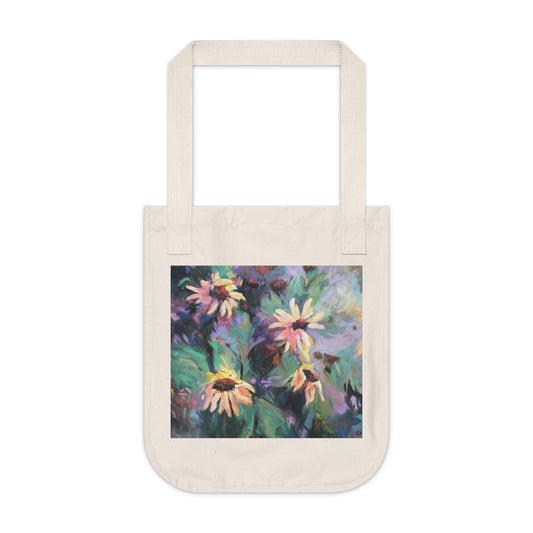 Organic Canvas Tote Bag with 'Eastern Light Wildflowers' I Original Artwork by American Artist Barbara Cleary - Purely Goods