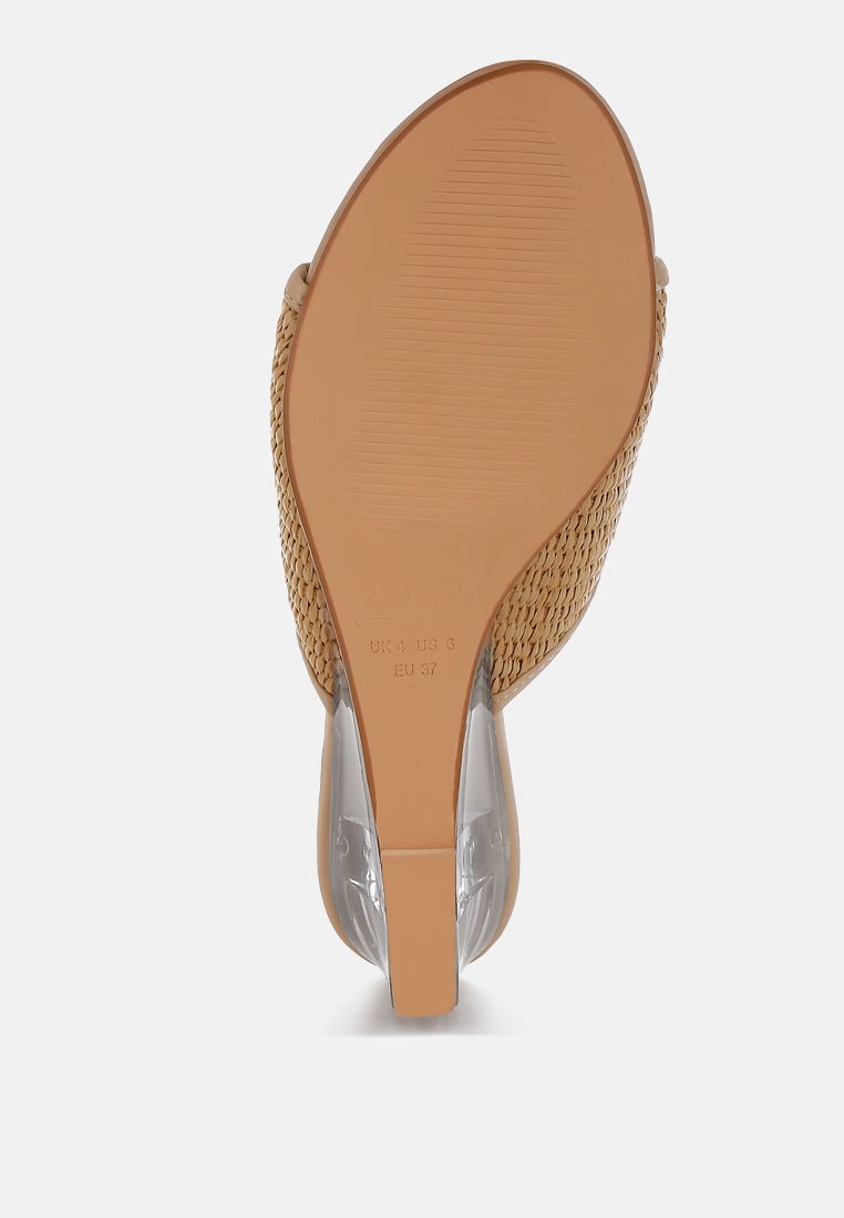 Osminda Raffia Clear Heel Wedge Sandals - Purely Goods