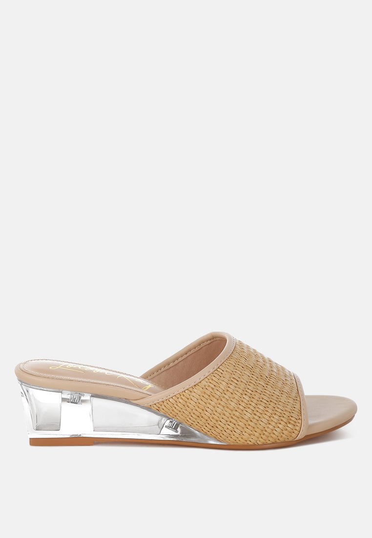 Osminda Raffia Clear Heel Wedge Sandals - Purely Goods