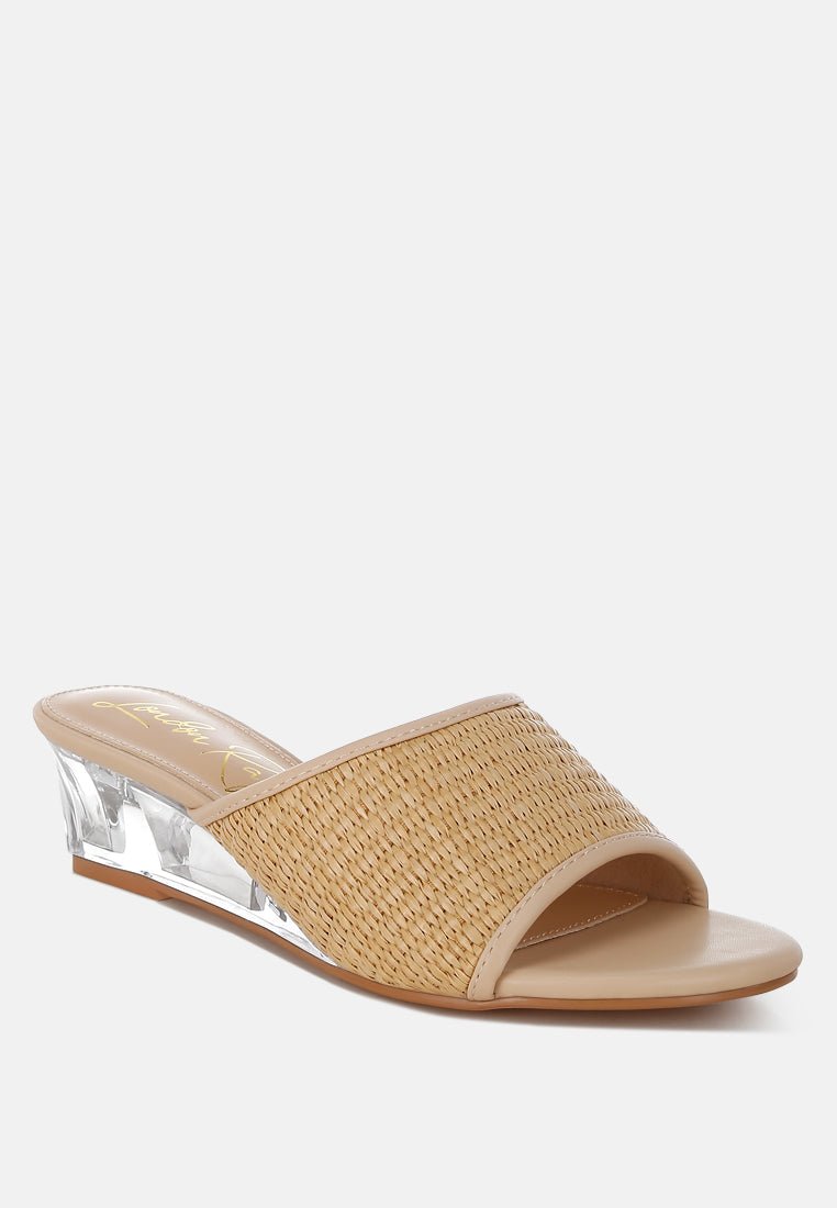 Osminda Raffia Clear Heel Wedge Sandals - Purely Goods