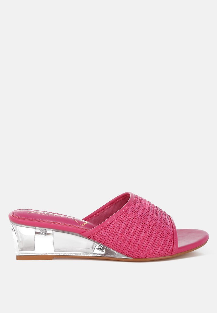 Osminda Raffia Clear Heel Wedge Sandals - Purely Goods