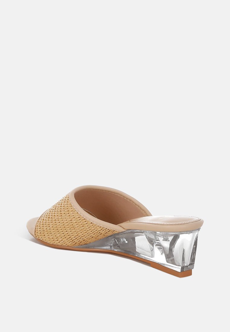 Osminda Raffia Clear Heel Wedge Sandals - Purely Goods