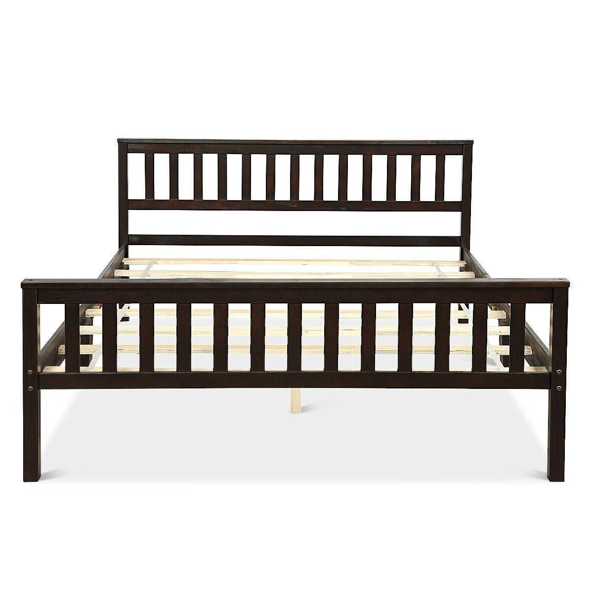 Queen Wood Platform Bed Frame with Headboard and Footboard in Espresso - Purely Goods
