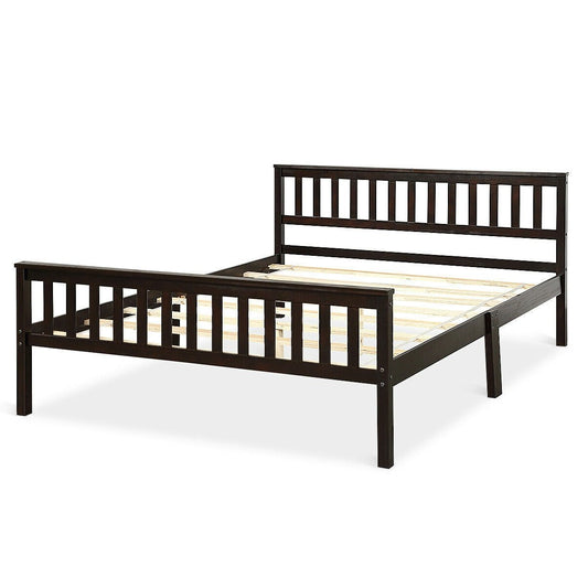 Queen Wood Platform Bed Frame with Headboard and Footboard in Espresso - Purely Goods