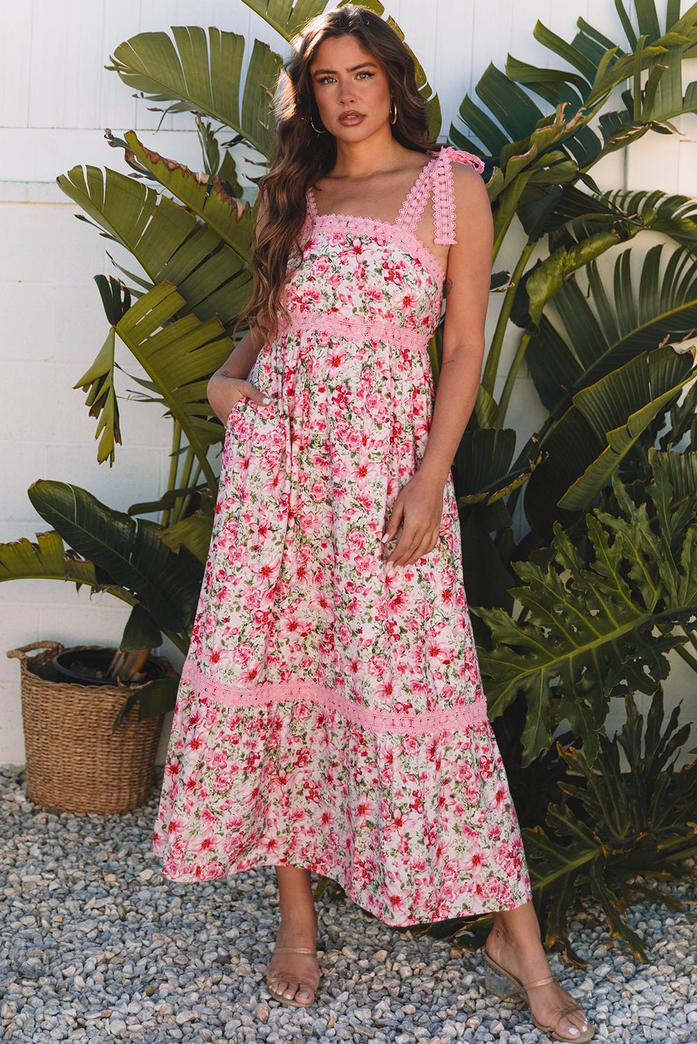 Sasha Floral Lace Tied Strap Dress - Purely Goods