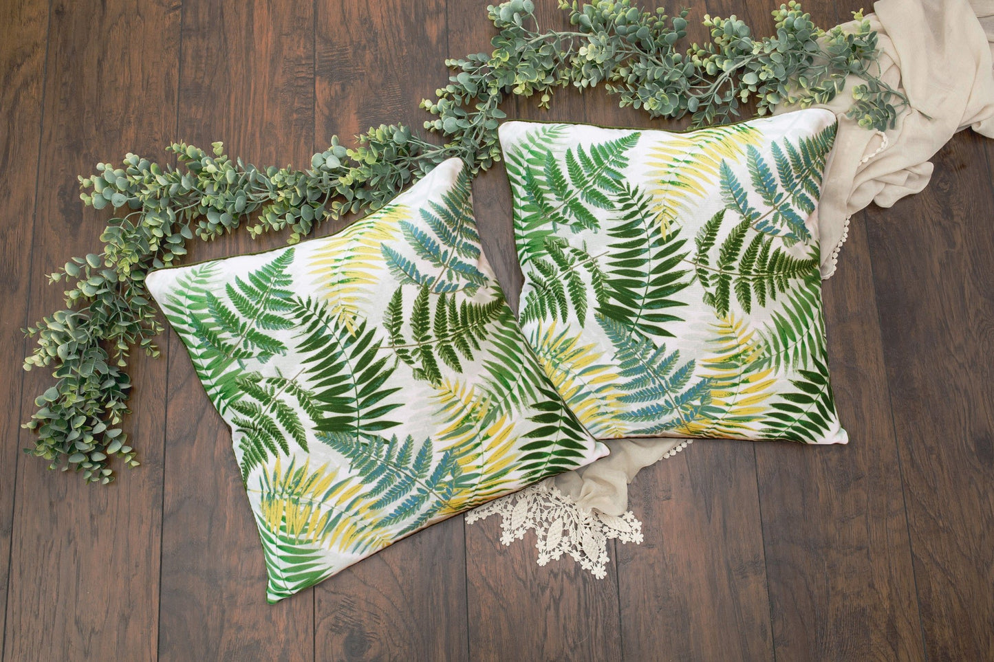 Set of Two 20" Green and Yellow Throw Pillows - Purely Goods