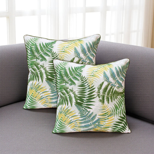 Set of Two 20" Green and Yellow Throw Pillows - Purely Goods