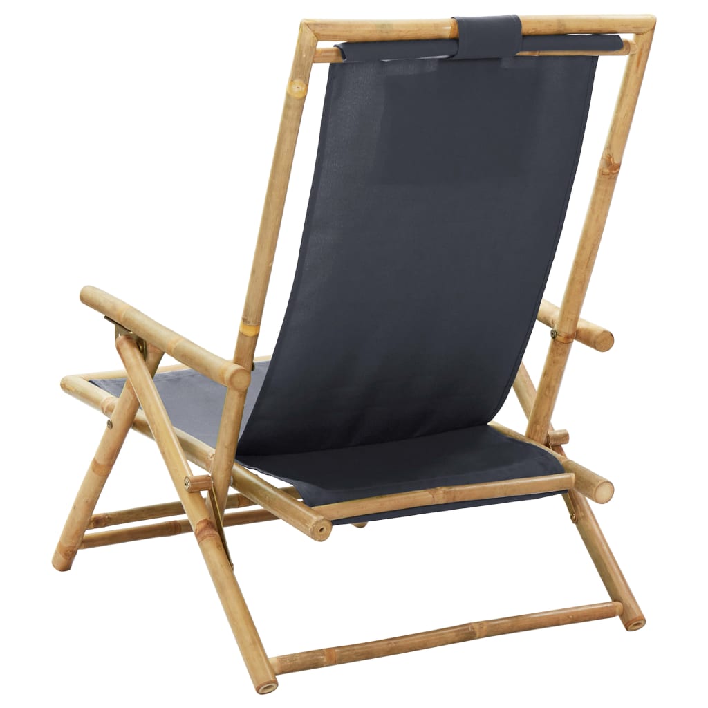 vidaXL Patio Deck Chair Patio Sling Chair with Headrest for Deck Beach Bamboo - Purely Goods