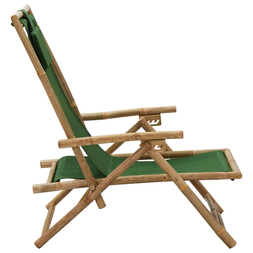vidaXL Patio Deck Chair Patio Sling Chair with Headrest for Deck Beach Bamboo - Purely Goods