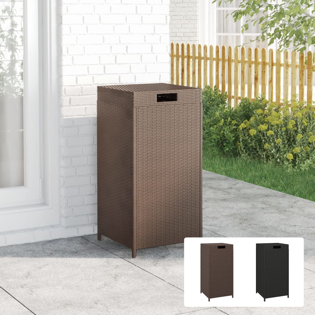 vidaXL Trash Bin Outdoor Rubbish Garbage Can with a Removable Lid Poly Rattan - Purely Goods