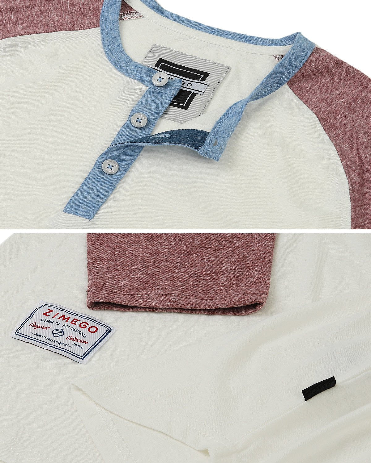 ZIMEGO Men's 3/4 Sleeve Baseball Retro Raglan Henley Shirts - Purely Goods